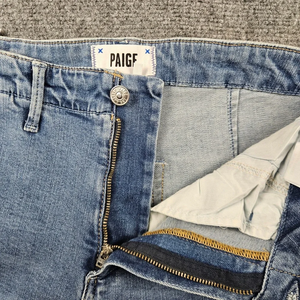 Paige Drew Cargo Pockets Straight Leg Jeans Light Wash Blue Size 27 WB068